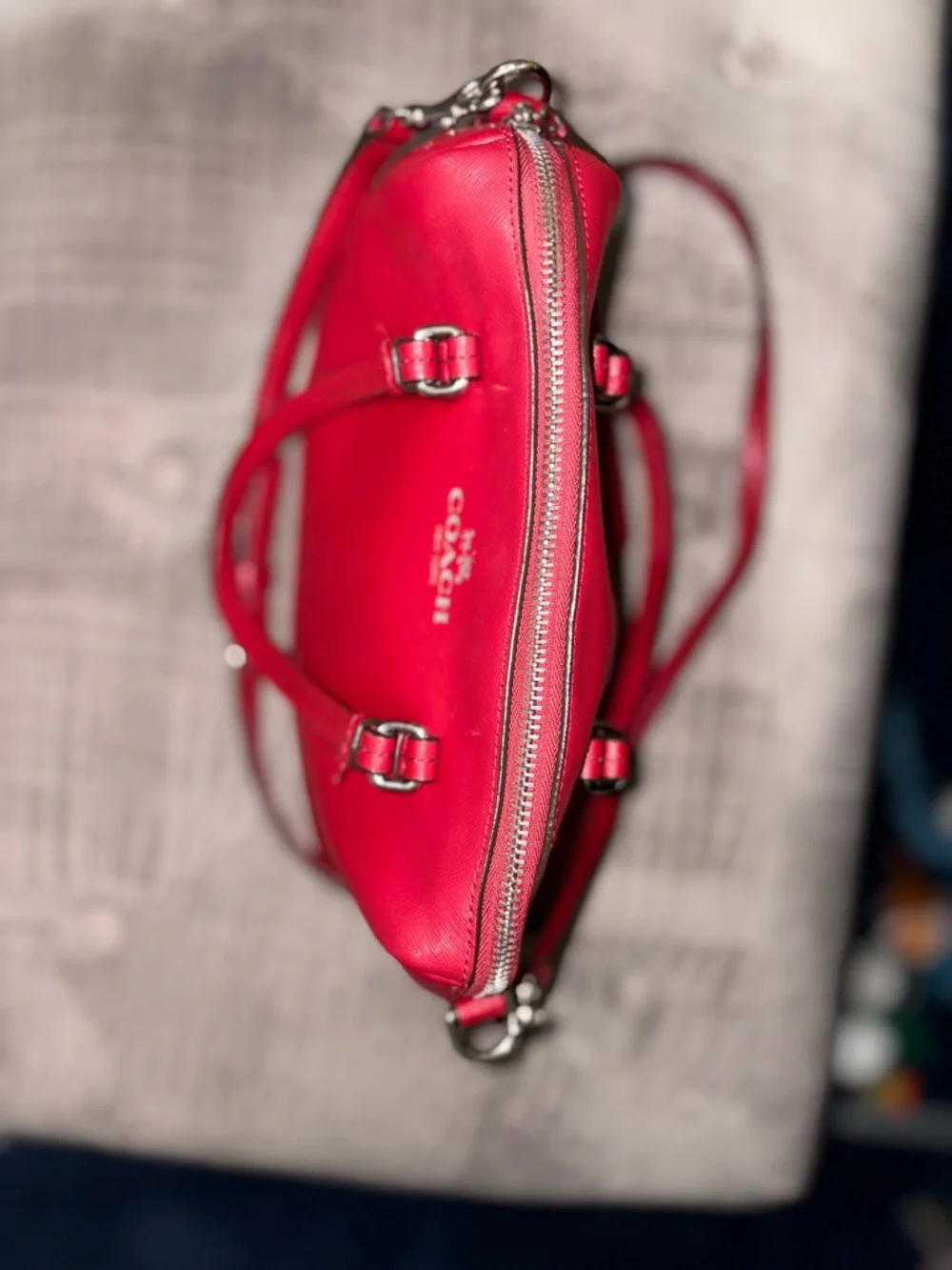 Coach Mini Bennett Satchel Red Crossbody Bag Saffiano Leather Gold Hardware - Picture 4 of 11